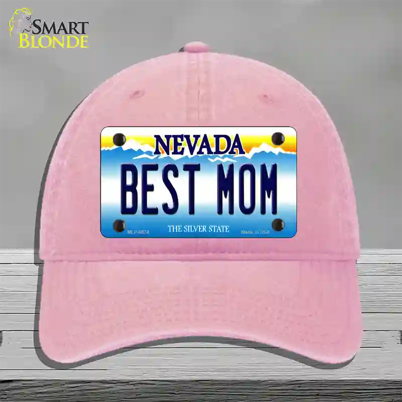 Best Mom Nevada Novelty License Plate Hat Unconstructed Cotton / Pink