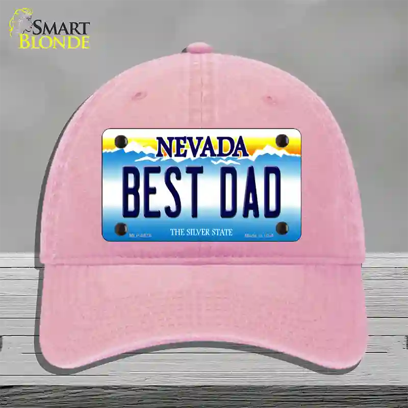 Best Dad Nevada Novelty License Plate Hat Unconstructed Cotton / Pink