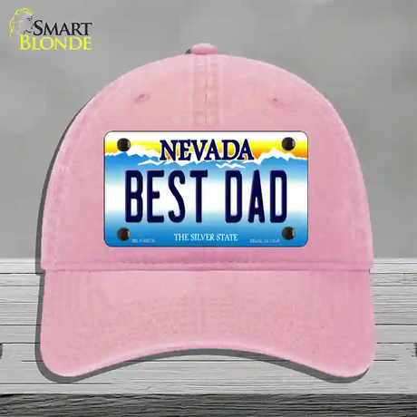 Best Dad Nevada Novelty License Plate Hat Unconstructed Cotton / Pink