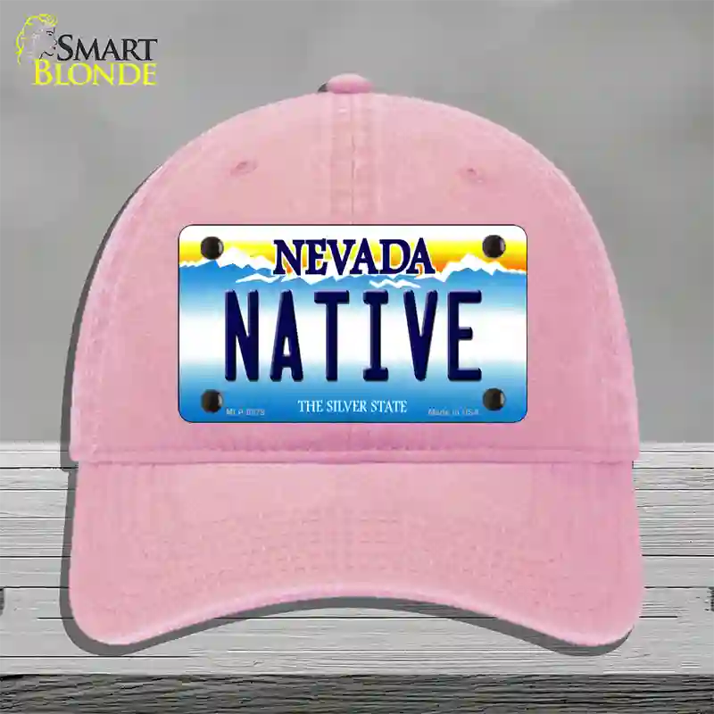 Native Nevada Novelty License Plate Hat Unconstructed Cotton / Pink