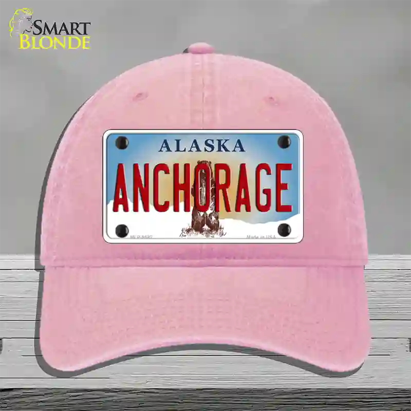 Anchorage Alaska State Novelty License Plate Hat Unconstructed Cotton / Pink