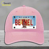 Bethel Alaska State Novelty License Plate Hat Unconstructed Cotton / Pink