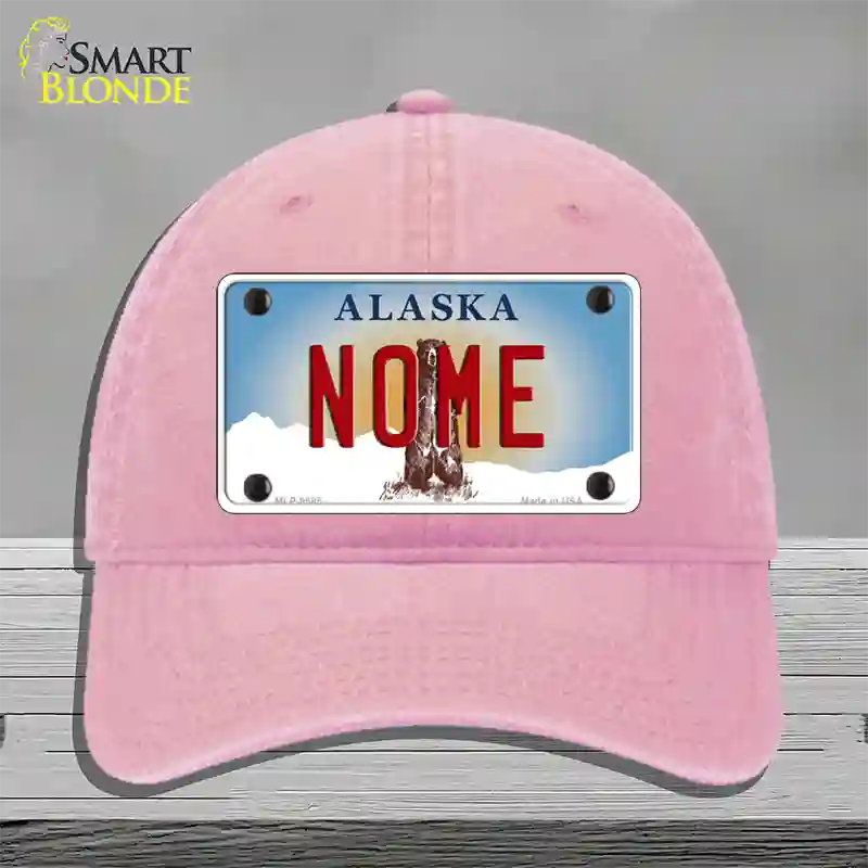 Nome Alaska State Novelty License Plate Hat Unconstructed Cotton / Pink