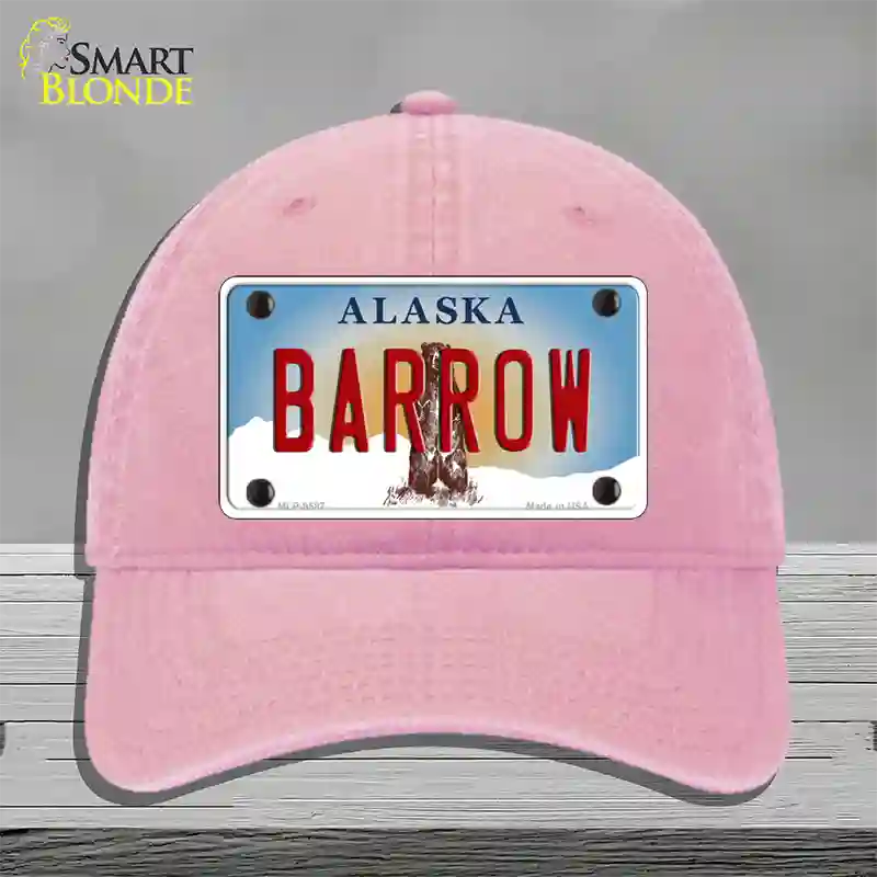 Barrow Alaska State Novelty License Plate Hat Unconstructed Cotton / Pink