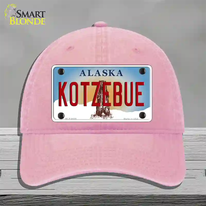 Kotzebue Alaska State Novelty License Plate Hat Unconstructed Cotton / Pink