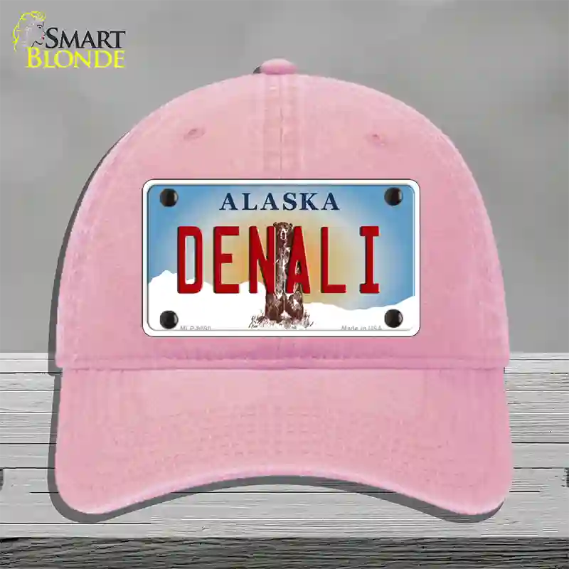 Denali Alaska State Novelty License Plate Hat Unconstructed Cotton / Pink