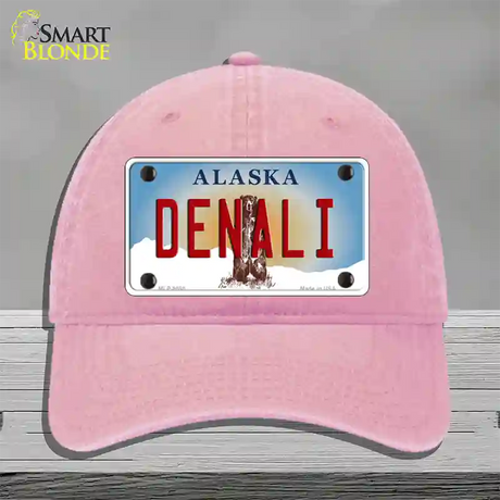 Denali Alaska State Novelty License Plate Hat Unconstructed Cotton / Pink