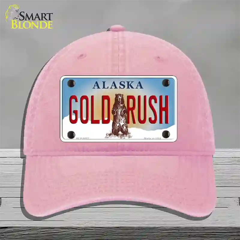 Gold Rush Alaska State Novelty License Plate Hat Unconstructed Cotton / Pink