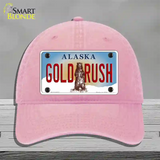 Gold Rush Alaska State Novelty License Plate Hat Unconstructed Cotton / Pink