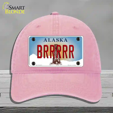 Brrrrr Alaska State Novelty License Plate Hat Unconstructed Cotton / Pink