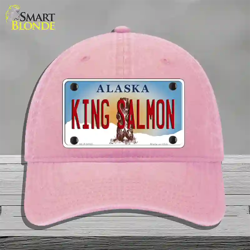 King Salmon Alaska State Novelty License Plate Hat Unconstructed Cotton / Pink