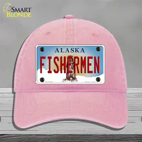 Fishermen Alaska State Novelty License Plate Hat Unconstructed Cotton / Pink