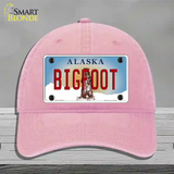 Bigfoot Alaska State Novelty License Plate Hat Unconstructed Cotton / Pink