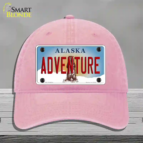 Adventure Alaska State Novelty License Plate Hat Unconstructed Cotton / Pink