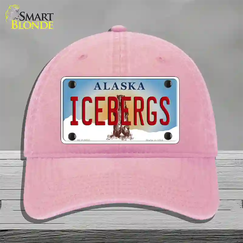 Icebergs Alaska State Novelty License Plate Hat Unconstructed Cotton / Pink