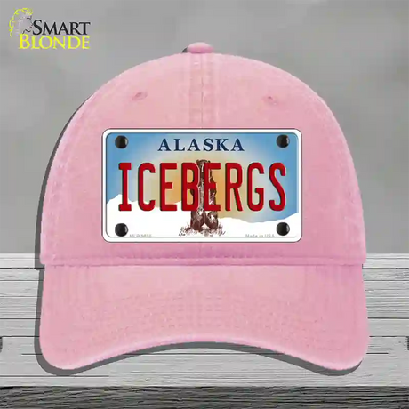 Icebergs Alaska State Novelty License Plate Hat Unconstructed Cotton / Pink