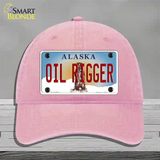 Oil Rigger Alaska State Novelty License Plate Hat Unconstructed Cotton / Pink