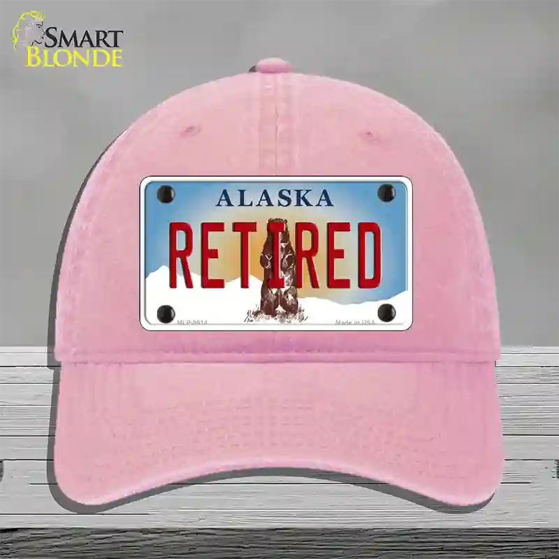 Retired Alaska State Novelty License Plate Hat Unconstructed Cotton / Pink