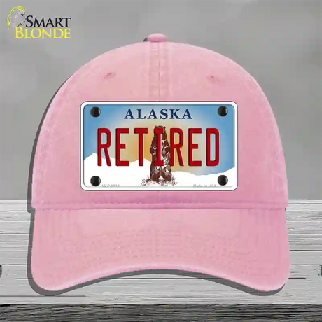 Retired Alaska State Novelty License Plate Hat Unconstructed Cotton / Pink