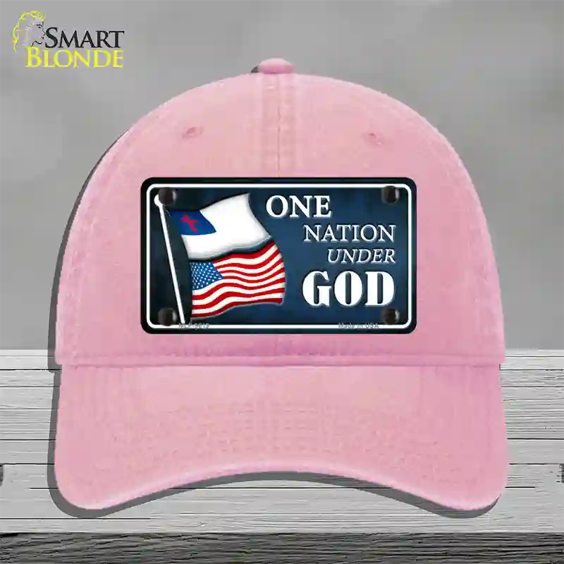 One Nation Under God Flags Novelty License Plate Hat Unconstructed Cotton / Pink