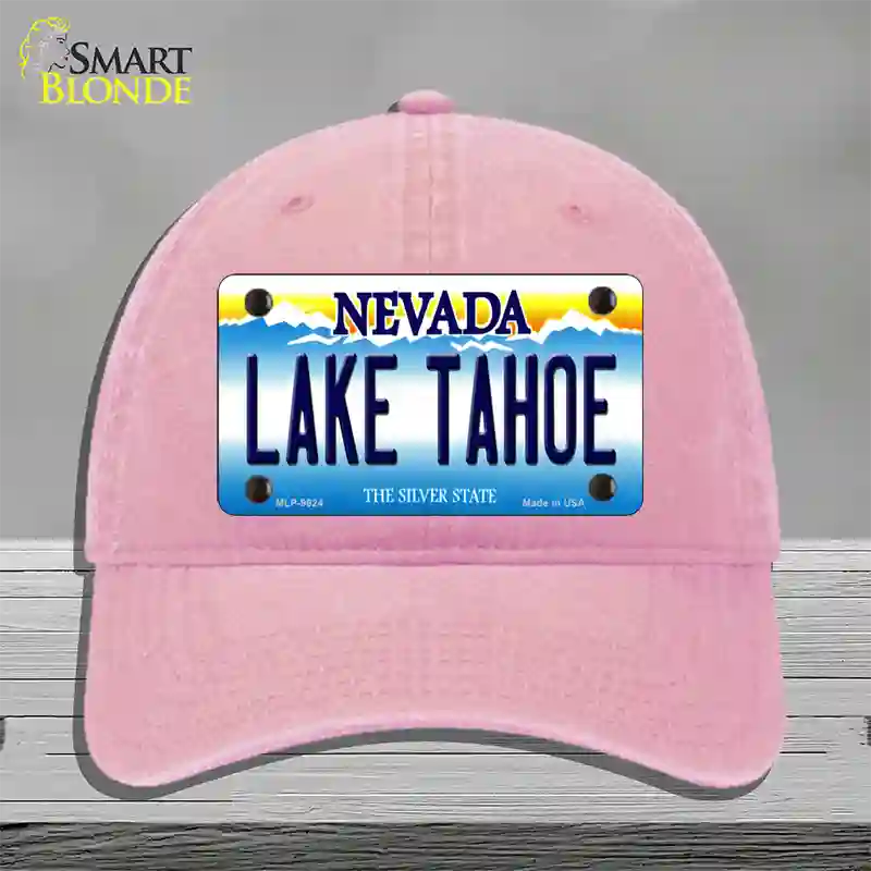 Lake Tahoe Nevada Novelty License Plate Hat Unconstructed Cotton / Pink