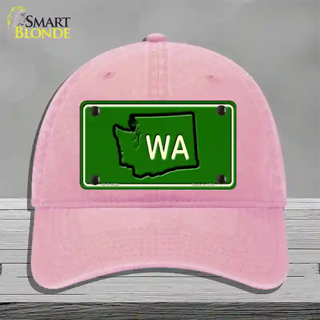 WA State Novelty License Plate Hat Unconstructed Cotton / Pink