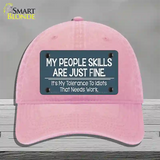 My People Skills Novelty License Plate Hat Unconstructed Cotton / Pink