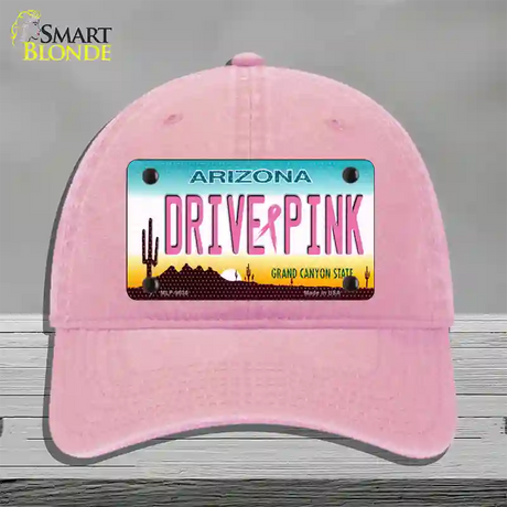 Drive Pink Arizona Novelty License Plate Hat Unconstructed Cotton / Pink