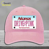 Drive Pink Arkansas Novelty License Plate Hat Unconstructed Cotton / Pink