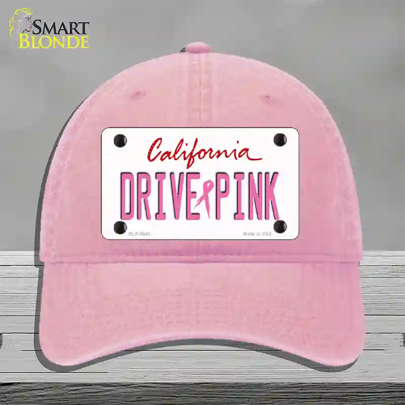 Drive Pink California Novelty License Plate Hat Unconstructed Cotton / Pink