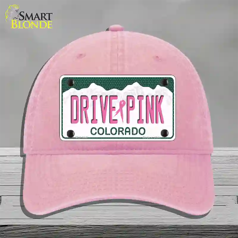 Drive Pink Colorado Novelty License Plate Hat Unconstructed Cotton / Pink