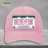 Drive Pink Colorado Novelty License Plate Hat Unconstructed Cotton / Pink