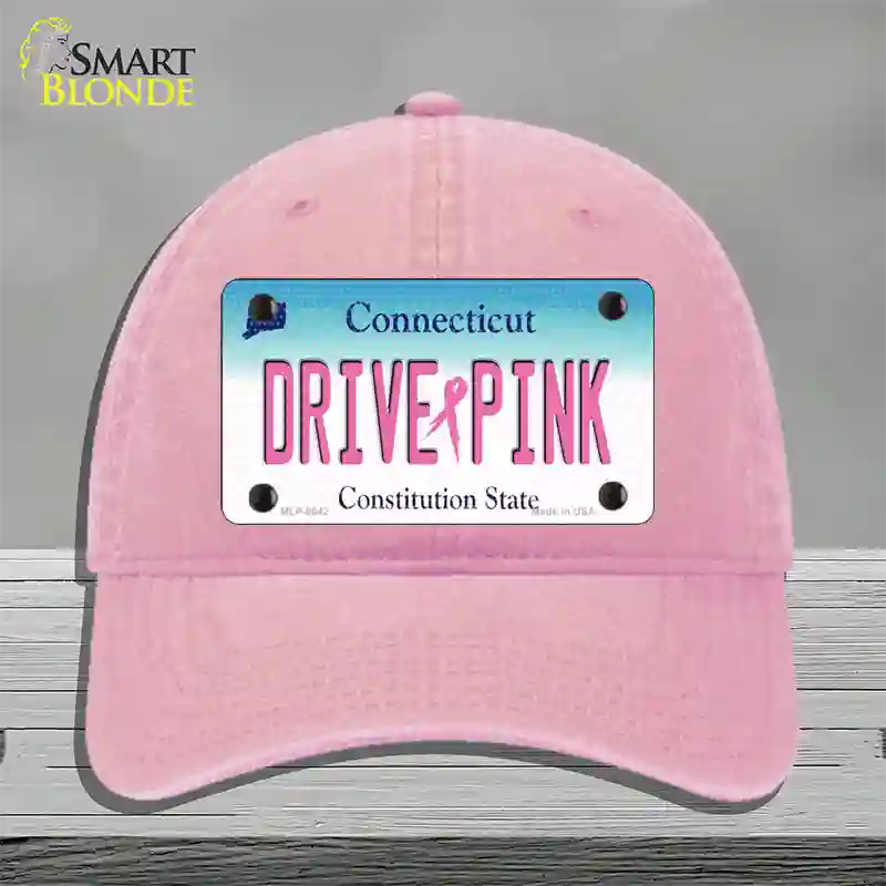 Drive Pink Connecticut Novelty License Plate Hat Unconstructed Cotton / Pink