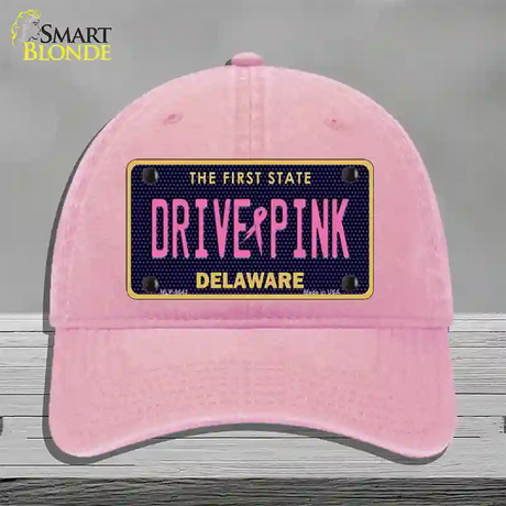 Drive Pink Delaware Novelty License Plate Hat Unconstructed Cotton / Pink