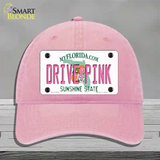 Drive Pink Florida Novelty License Plate Hat Unconstructed Cotton / Pink