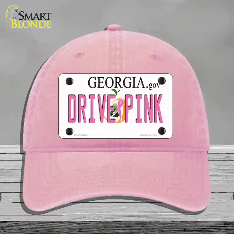 Drive Pink Georgia Novelty License Plate Hat Unconstructed Cotton / Pink