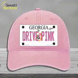 Drive Pink Georgia Novelty License Plate Hat Unconstructed Cotton / Pink