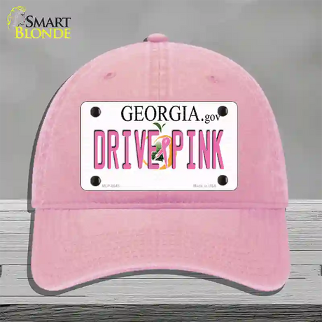 Drive Pink Georgia Novelty License Plate Hat Unconstructed Cotton / Pink