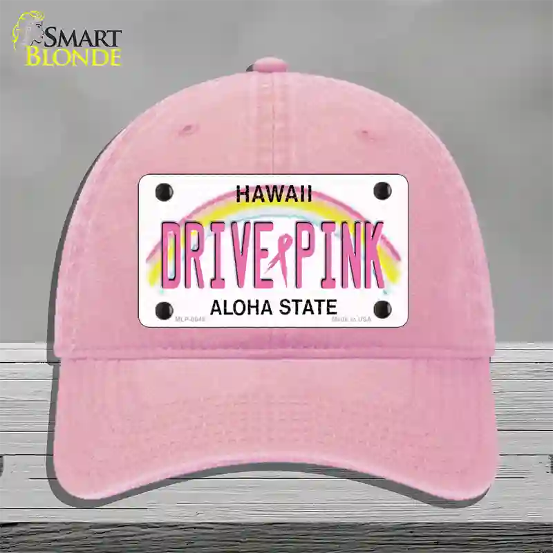 Drive Pink Hawaii Novelty License Plate Hat Unconstructed Cotton / Pink