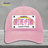 Drive Pink Hawaii Novelty License Plate Hat Unconstructed Cotton / Pink