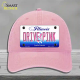 Drive Pink Illinois Novelty License Plate Hat Unconstructed Cotton / Pink