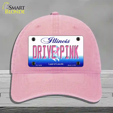 Drive Pink Illinois Novelty License Plate Hat Unconstructed Cotton / Pink