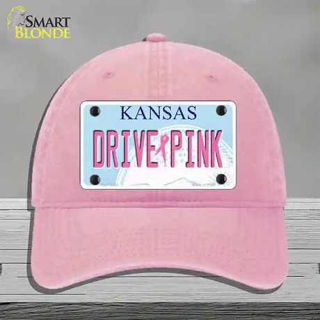 Drive Pink Kansas Novelty License Plate Hat Unconstructed Cotton / Pink