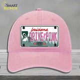 Drive Pink Louisiana Novelty License Plate Hat Unconstructed Cotton / Pink