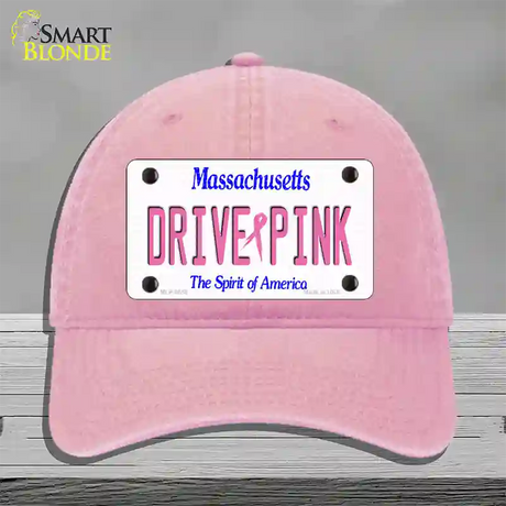 Drive Pink Massachusetts Novelty License Plate Hat Unconstructed Cotton / Pink