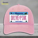 Drive Pink Minnesota Novelty License Plate Hat Unconstructed Cotton / Pink