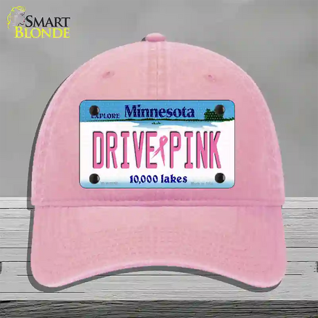 Drive Pink Minnesota Novelty License Plate Hat Unconstructed Cotton / Pink