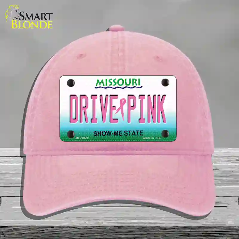 Drive Pink Missouri Novelty License Plate Hat Unconstructed Cotton / Pink