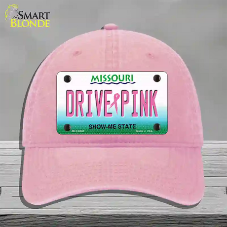 Drive Pink Missouri Novelty License Plate Hat Unconstructed Cotton / Pink