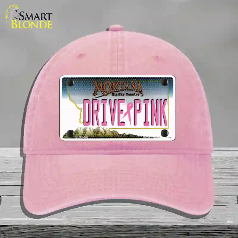 Drive Pink Montana Novelty License Plate Hat Unconstructed Cotton / Pink